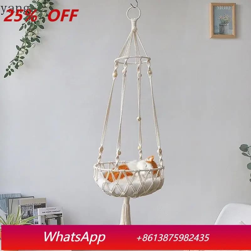 CX Mesh Cat Nest Pet Bed Semi-Enclosure Hand Woven Cotton Rope Indoor Household Items