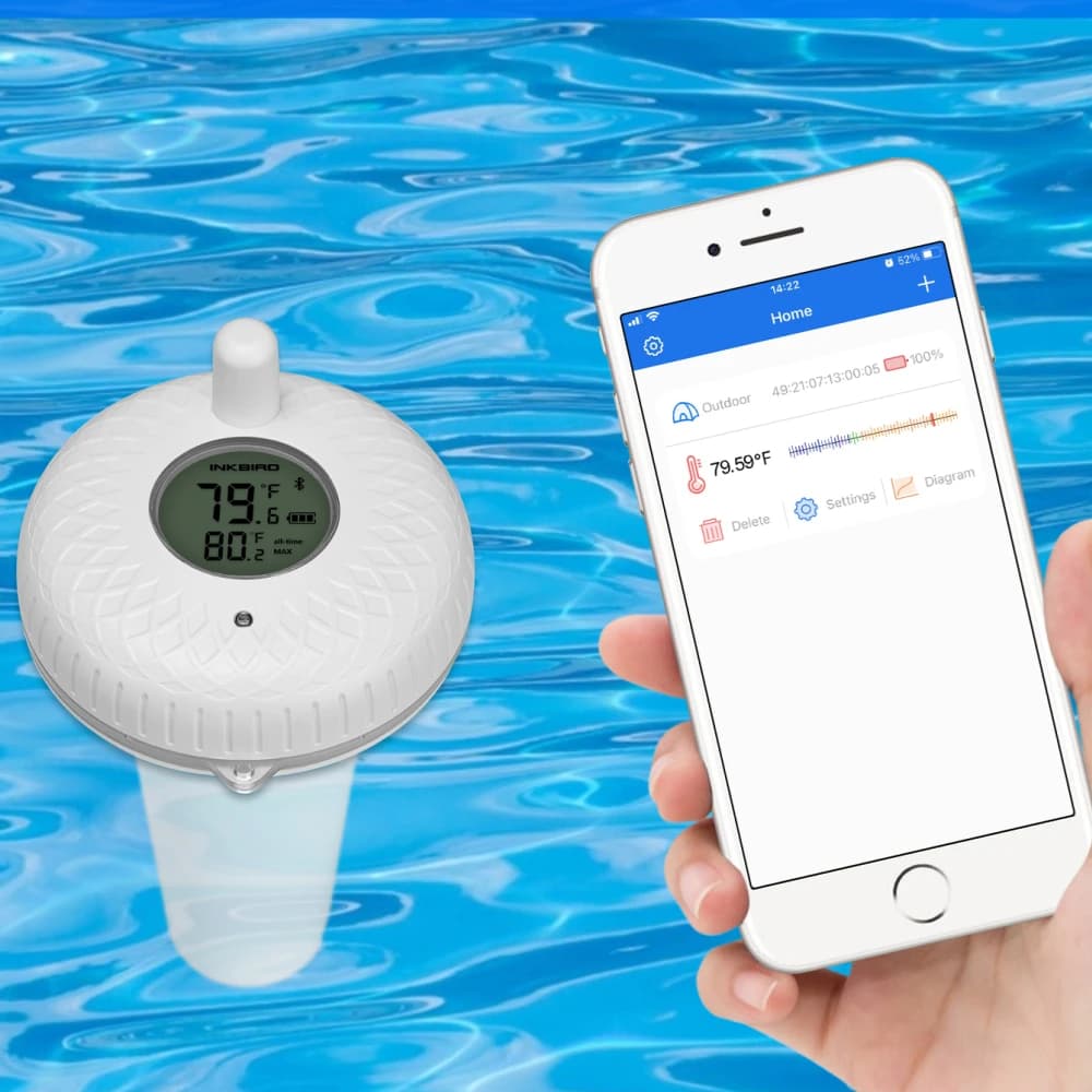 INKBIRD Swimming Pool Floating Thermometer IBS-P01B Bluetooth IPX7 Bathtub Spa Hot Tub Fish Ponds Temperature Measuring Meter