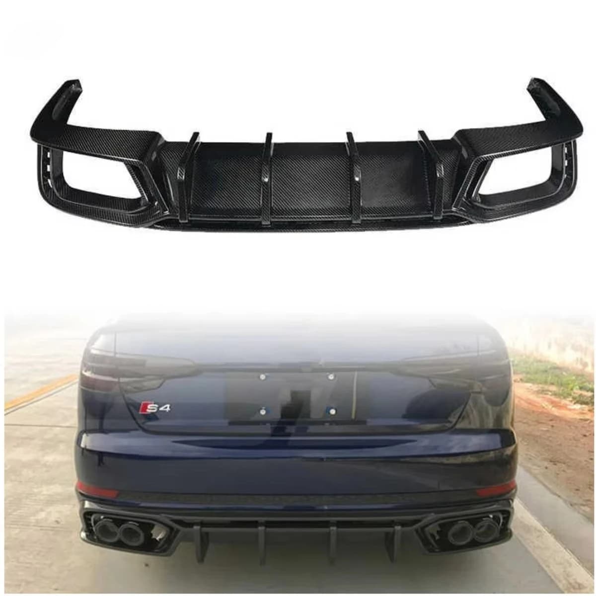 OEM Carbon Fiber Separator Rear Diffuser Suitable for Audi S4 A4 B7 B8 B8.5 B9 20102018