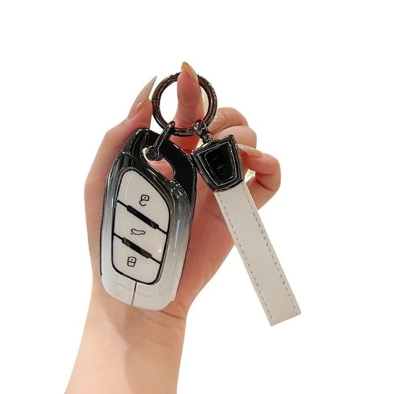 Premium Aluminum Alloy Key Cover Case for MG ONE/MG6/MG 4 EV/MG5 Scorpio/ZS/HS/EZS - Protective Key Fob Shell Key Bag Chain