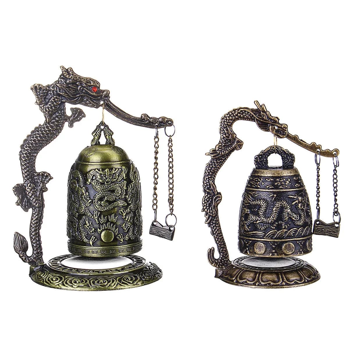 Bronze Bell Carved Dragon Buddhist Clock Bronze Chinese Good Luck Bell Desk Decorations