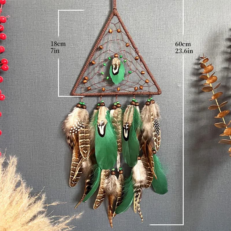 Dream catcher pendant wind chimes turquoise colored feather beads high-end wall pendant creative shop  net finished cross-border