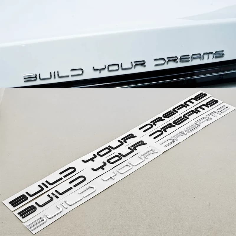 3D BUILD YOUR DREAMS Letters Car Rear Trunk Emblem Badge Sticker For BYD Atto 3 Seal Dolphin Tang Han Auto Body Decal Styling