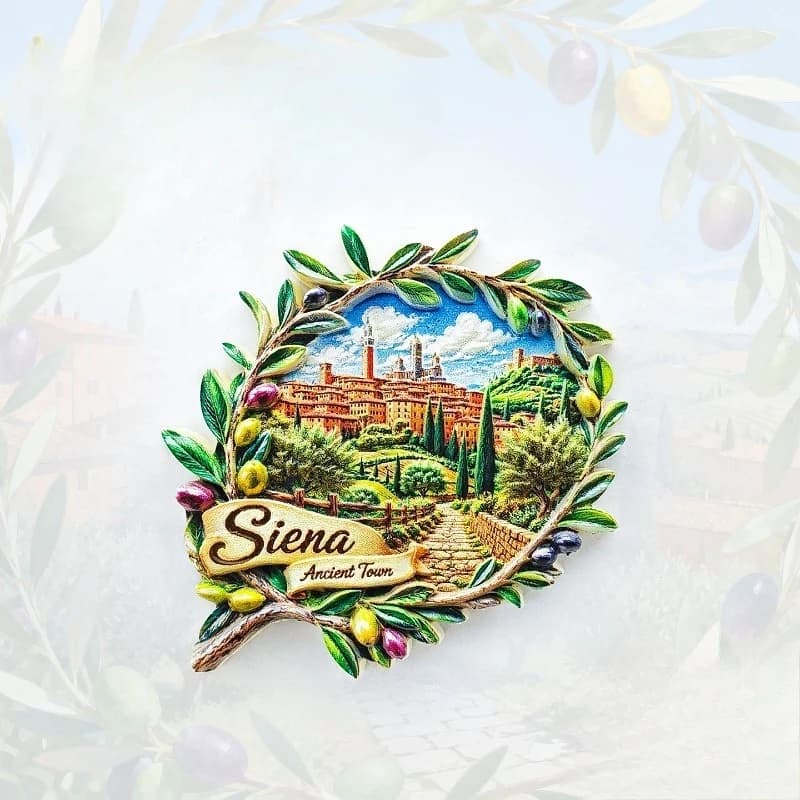 Siena Olive Leaf Fridge Magnet - Rustic 3D Tuscan Souvenir Unique Italian Gift for Travel & Mediterranean Decor