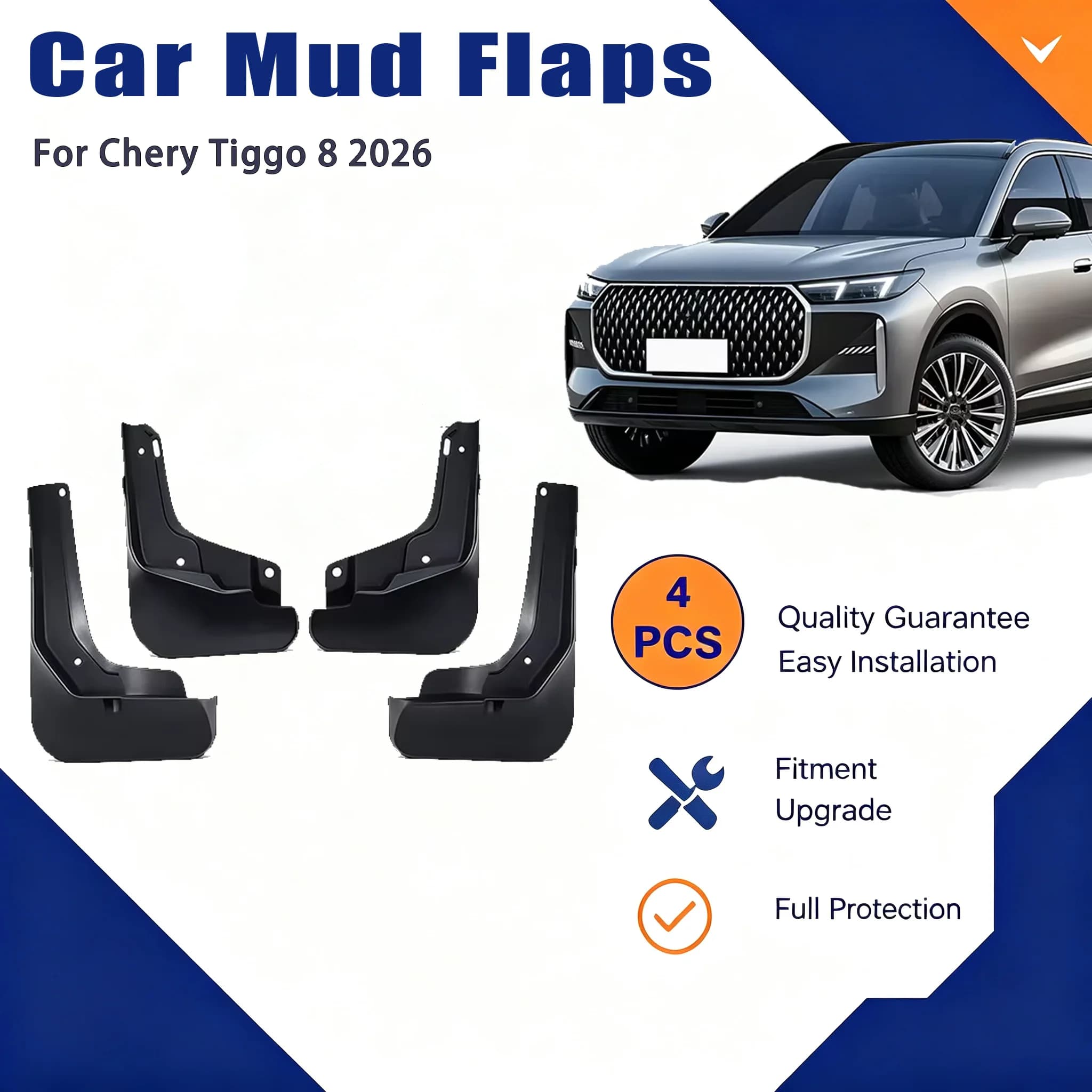 For Chery Tiggo 8 2026 4Pcs Mud Flaps Splash Guards Front Rear Wheel Fender Mudguards Car Exterior Protection