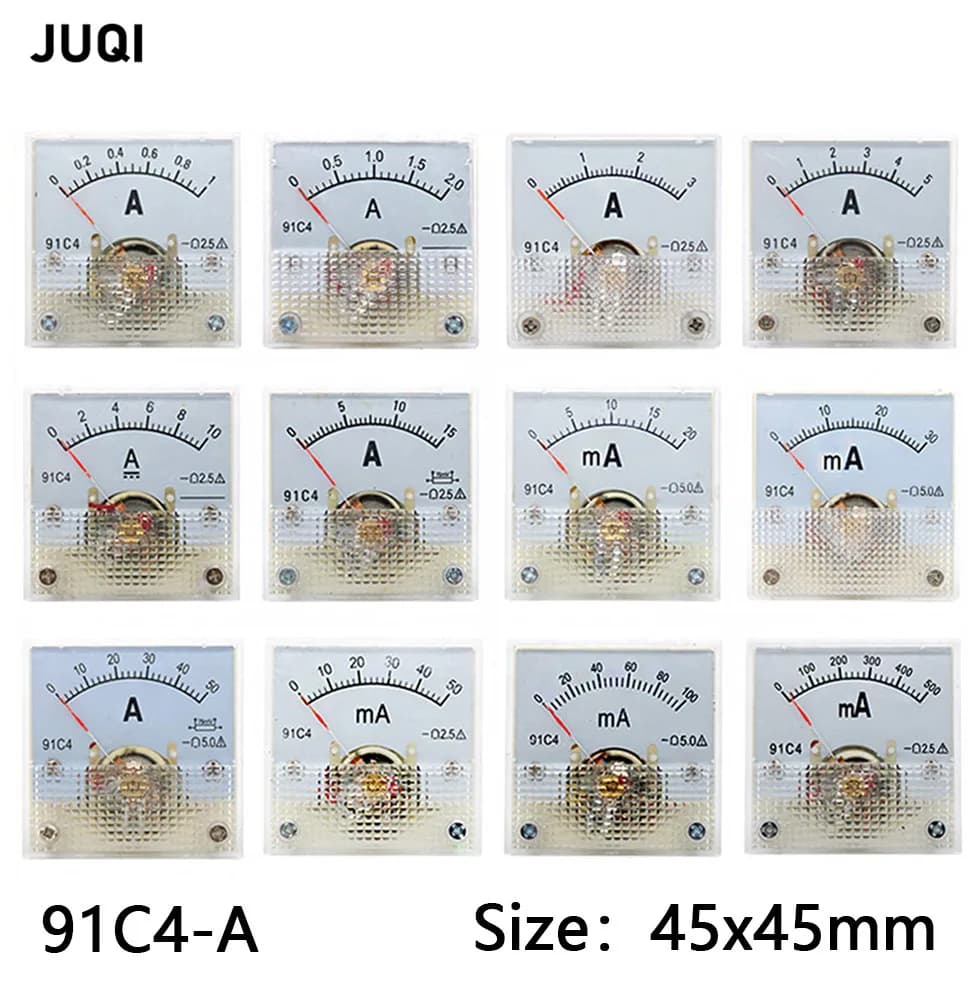91C4-A DC Pointer type Ammeter 1A 2A 3A 5A 10A 15A 30A 50A 75A 100A 150A 200A 300A 400A 500A Analog Mechanics Plate table