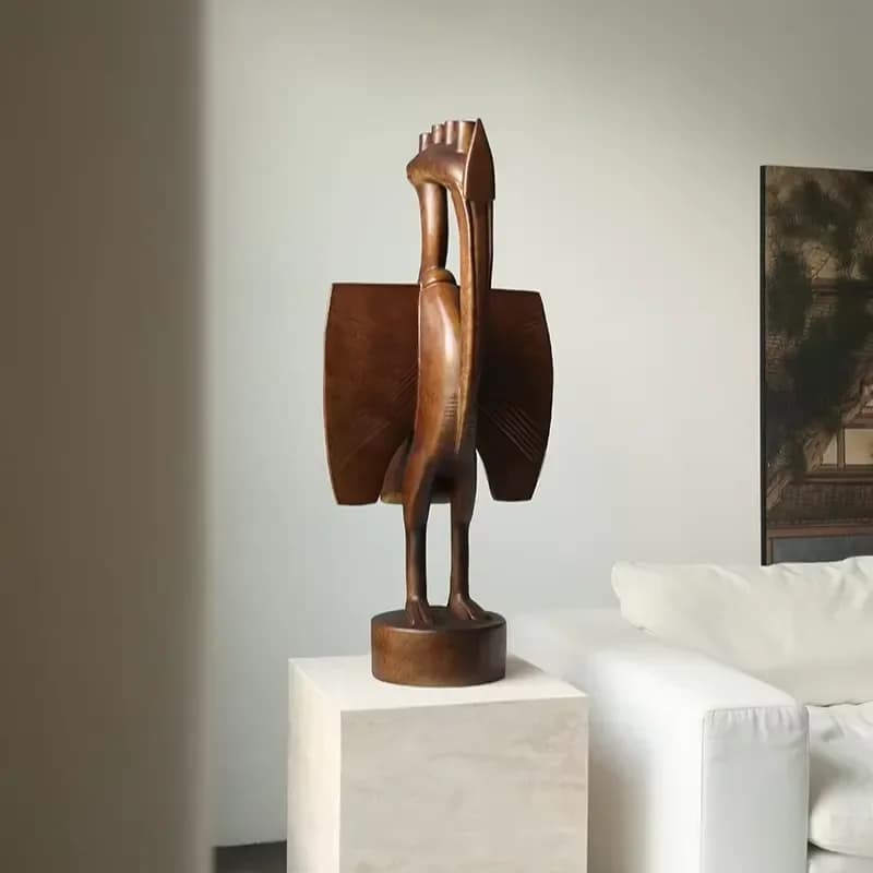 Modern African Bird Fiberglass Sculpture Creative FRP Abstract Tribal Statue Minimalist Art Ornament for Hotel