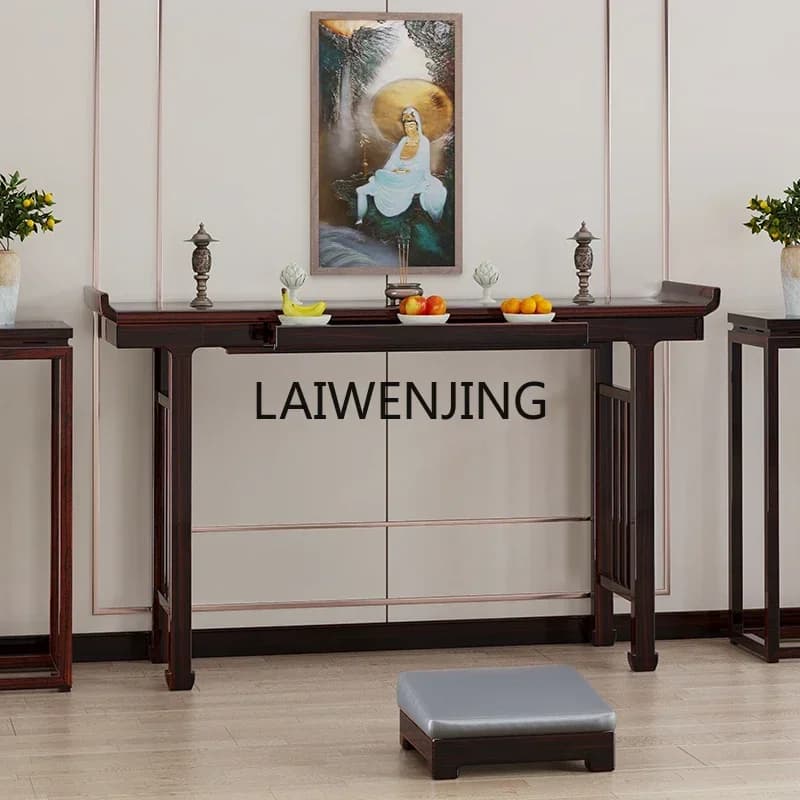 solid wood table incense case Zhongtang strip case ebony wood porch offering warped head