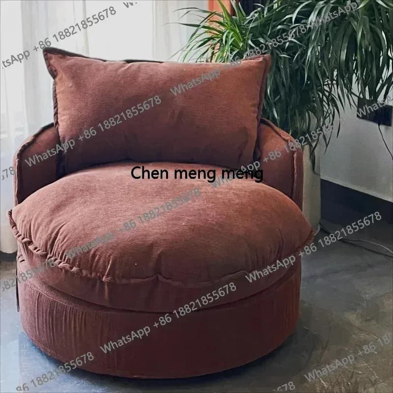 Fabric Single Lazy Chair Stretch Apartment Indoor Upholstered Lazy Chair Velvet Round Sillas De Sala De Estar Home Furniture