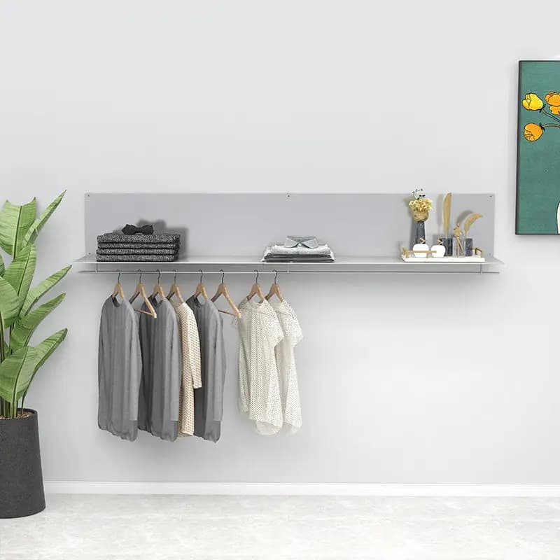 Minimalist Commercial Clothing Rod Modern Shoe Bag Display Rack Stainless Steel Space-Saving Wall Shelves Store Storage Shelves