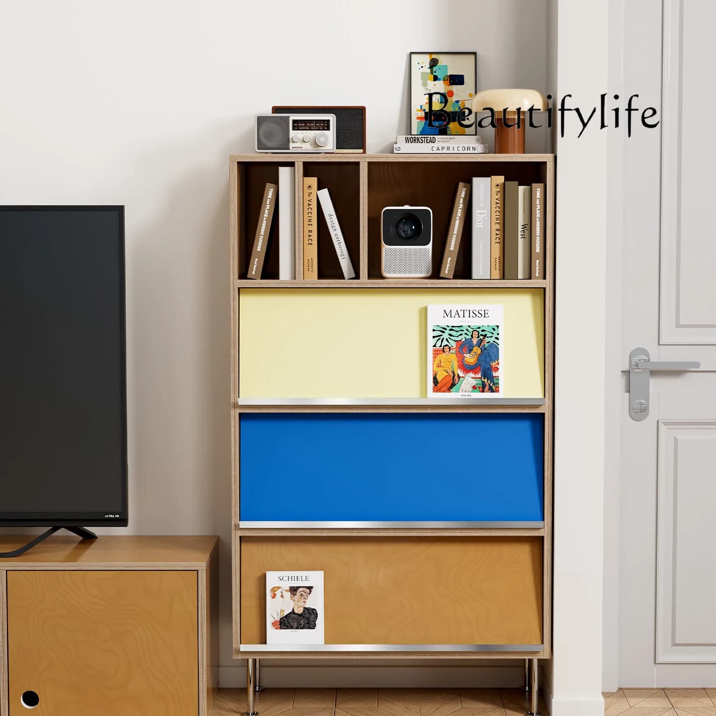 Locker storage integrated wall side cabinet shelf living room display cabinet