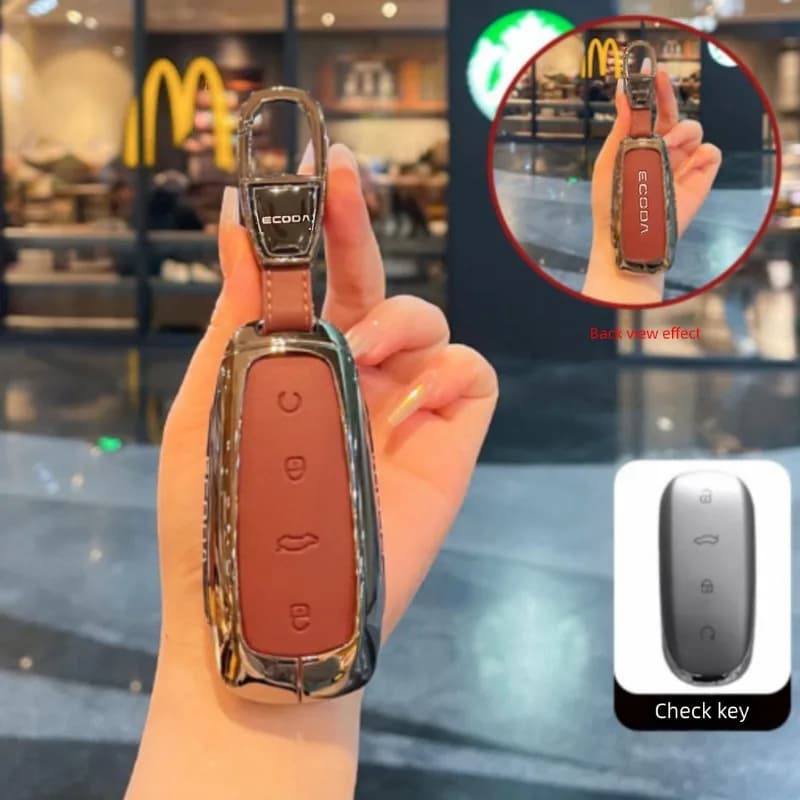 Zinc Alloy Key Fob Cover for OMODA 5/C5/7 (Chery), Heavy Duty Metal KeyCase Shell with Keychain, Anti-Drop & Scratch Proof