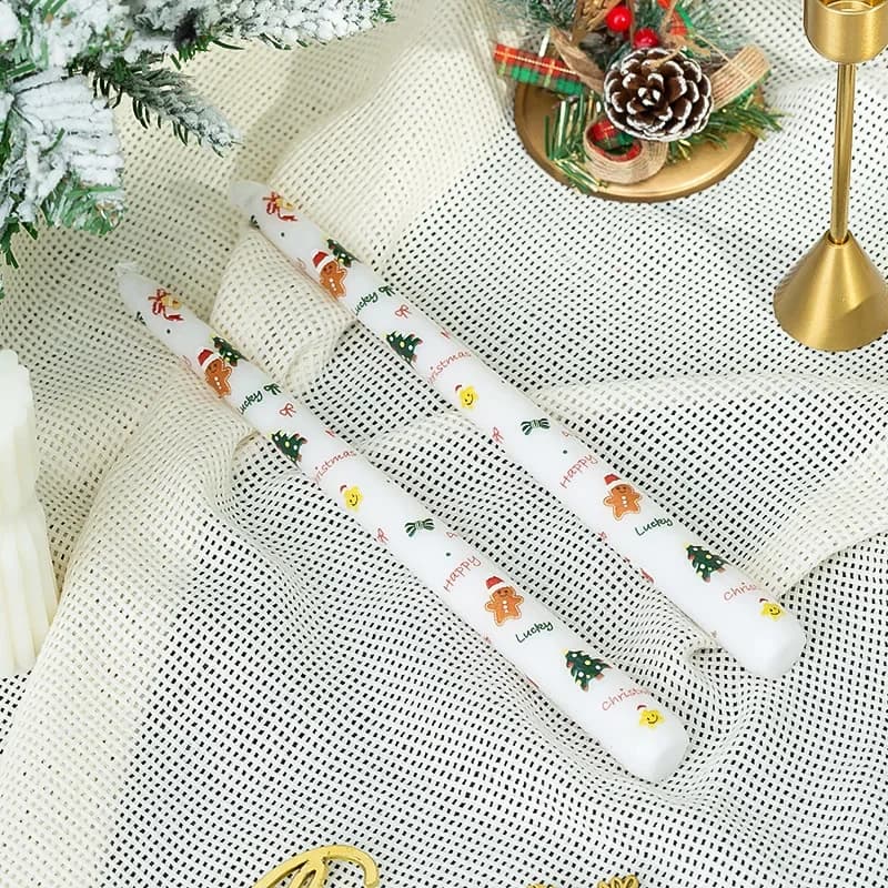 Creative Christmas Candles Handmade Soy Wax Christmas Decorative Candle Gifts Printed Pole Wax Ornament m