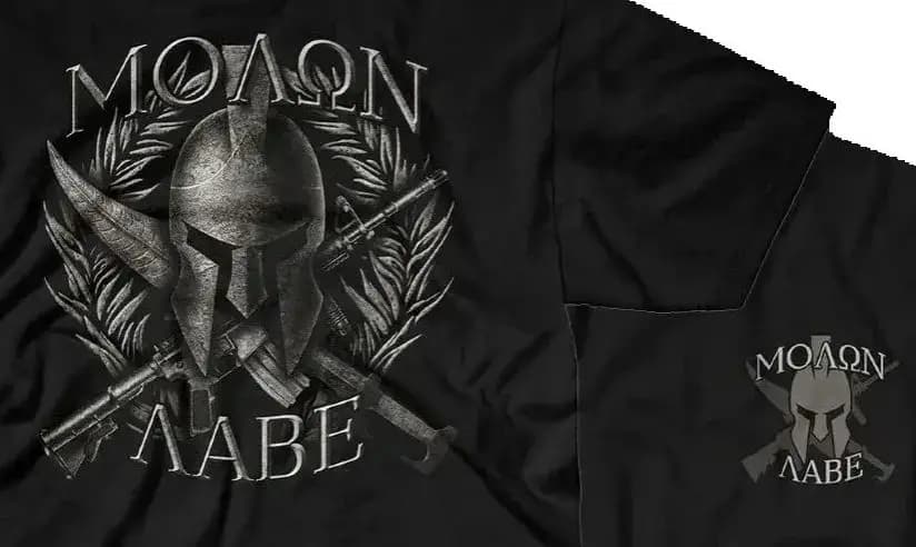 Moran Rabe casual men's T-shirt Spartan helmet sword AR-15 rifle T-shirt 100% cotton O-neck summer short sleeve T-shirt size S-3