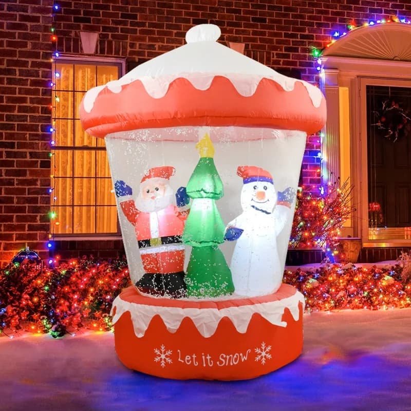 6FT Inflatables Christmas Crystal Ball Decoration Inflatable Santa Snowman Christmas Tree Model Outdoor for Garden Yard Decor