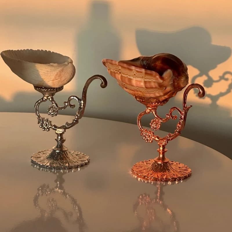Creative Geometric Art Conch Wine Glass Ins Wind High Sense of Atmosphere Decoration Plate Milk Tea Shop Dessert Decor Cup