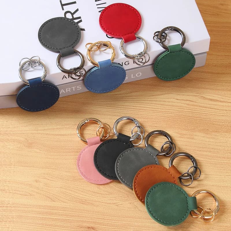 No Logo Round PU Leather Keychain Personalize Name Room Number Car Keyring Bag Pendant Custom Key Chain Holder Accessories