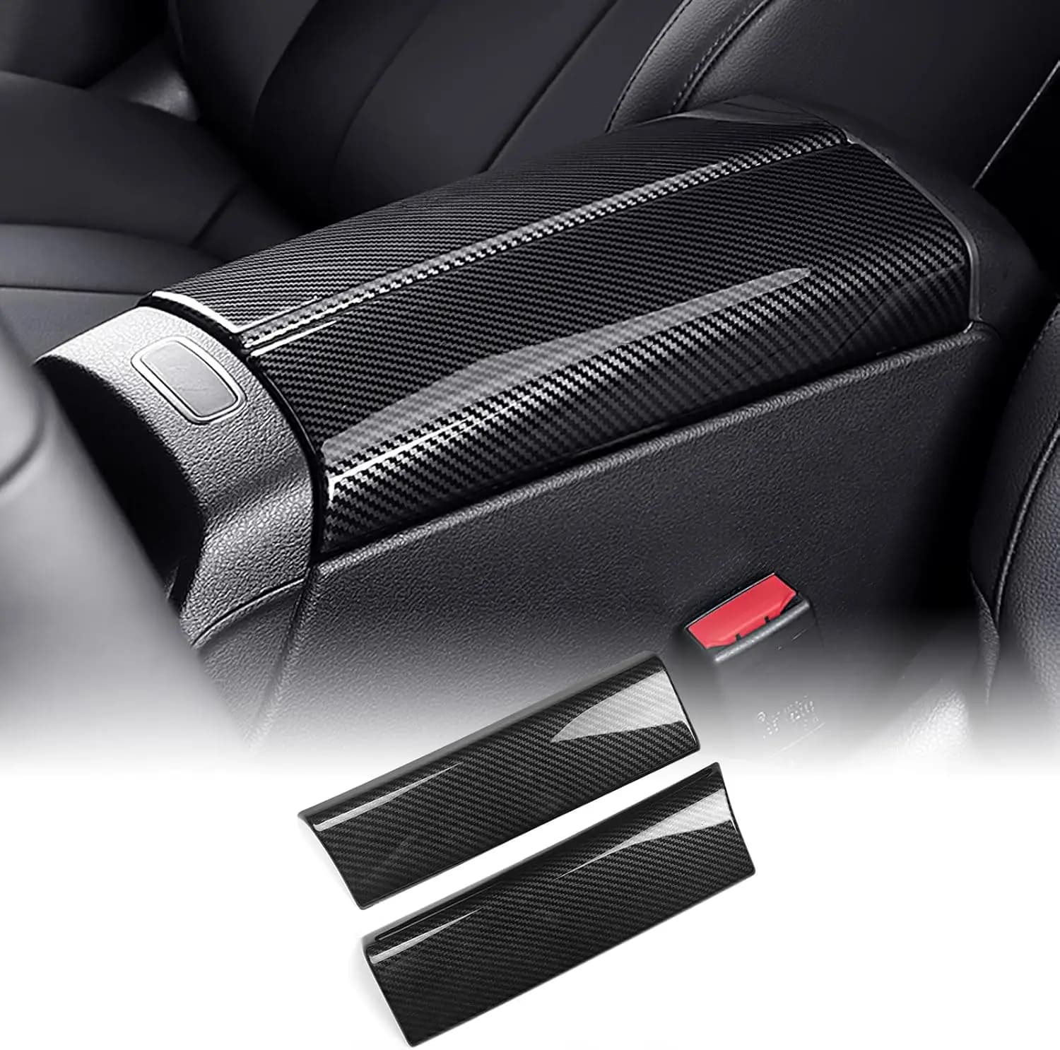 ABS Carbon Car Center Console Armrest Box Panel Sticker Trim Cover For Mercedes Benz CLA/GLB CLA/A/B/EQA/EQB-Class 2020-2024