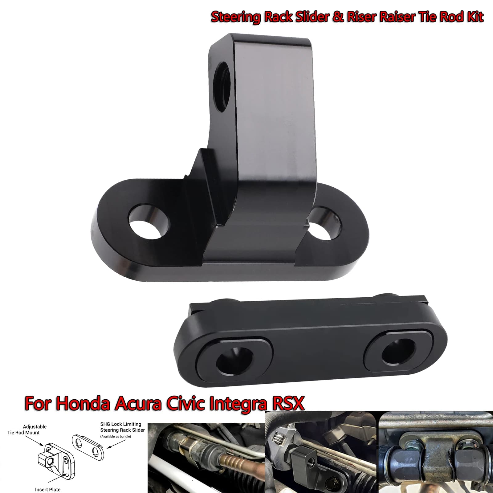 Steering Rack Slider Riser Raiser Tie Rod for lower Integra DC5 02-06 Honda Civic EP3 01-05 Acura RSX 02-06