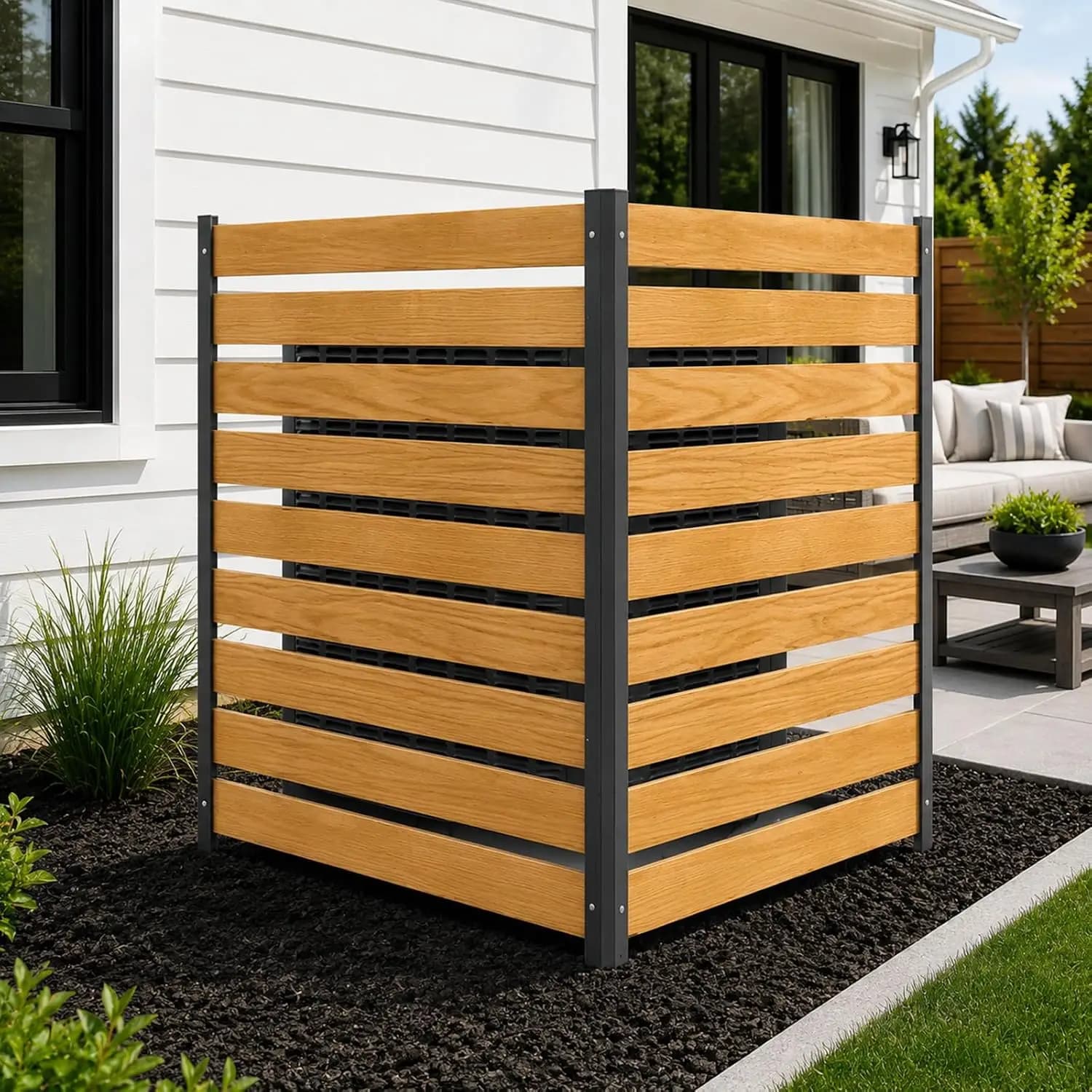 36" W x 44" H Air Conditioner Fence, No Dig Wood Privacy Screen