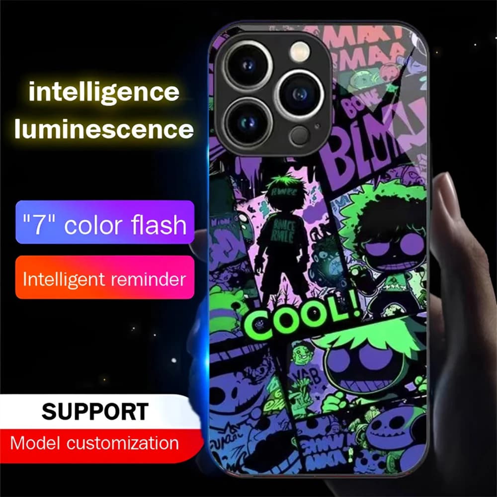 So Cool Graffiti Design Sound Control LED Flash Case Luminous Cover For Samsung S26 S25 S24 S23 S22 S21 S20 FE Plus Ultra