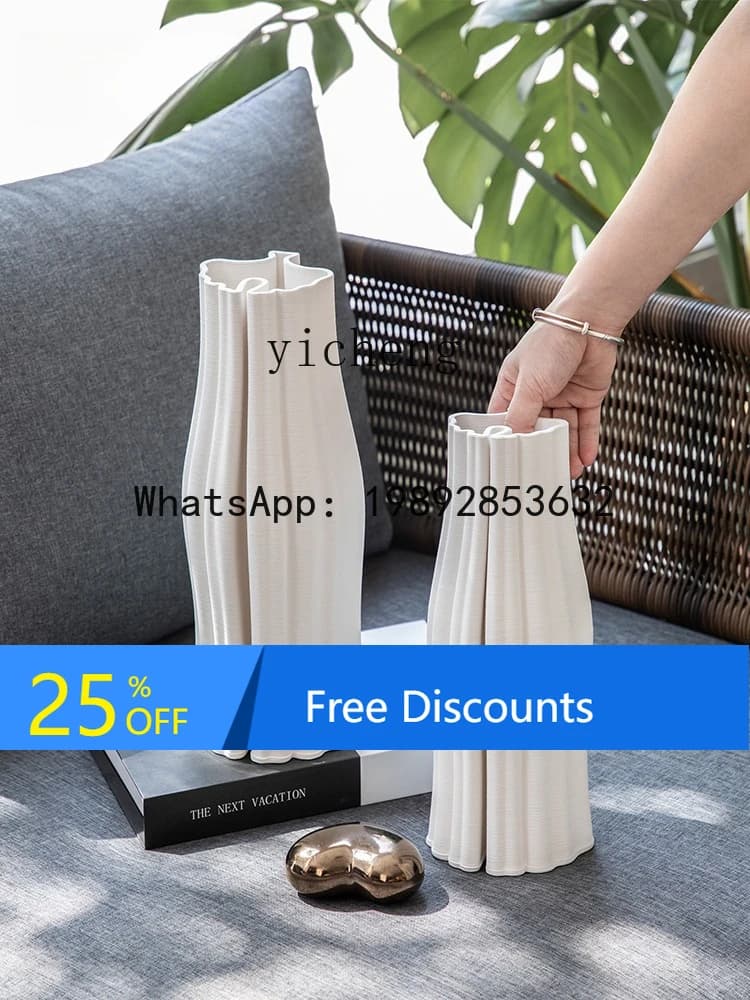 White Vase Ceramic Living Room Dried Flower Arrangement White Simple Creative Home Decoration Ornament