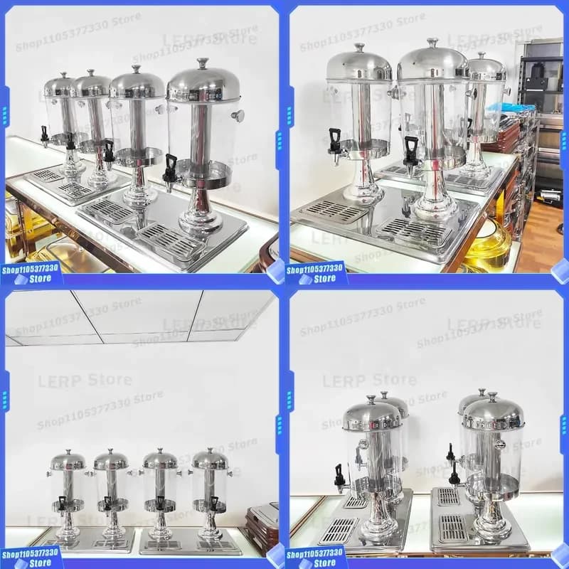 8L Stainless Steel Cold Drink Juicer with Transparent Barrel Silver Beverage Dispenser Machine for Party Commercial Use 16L