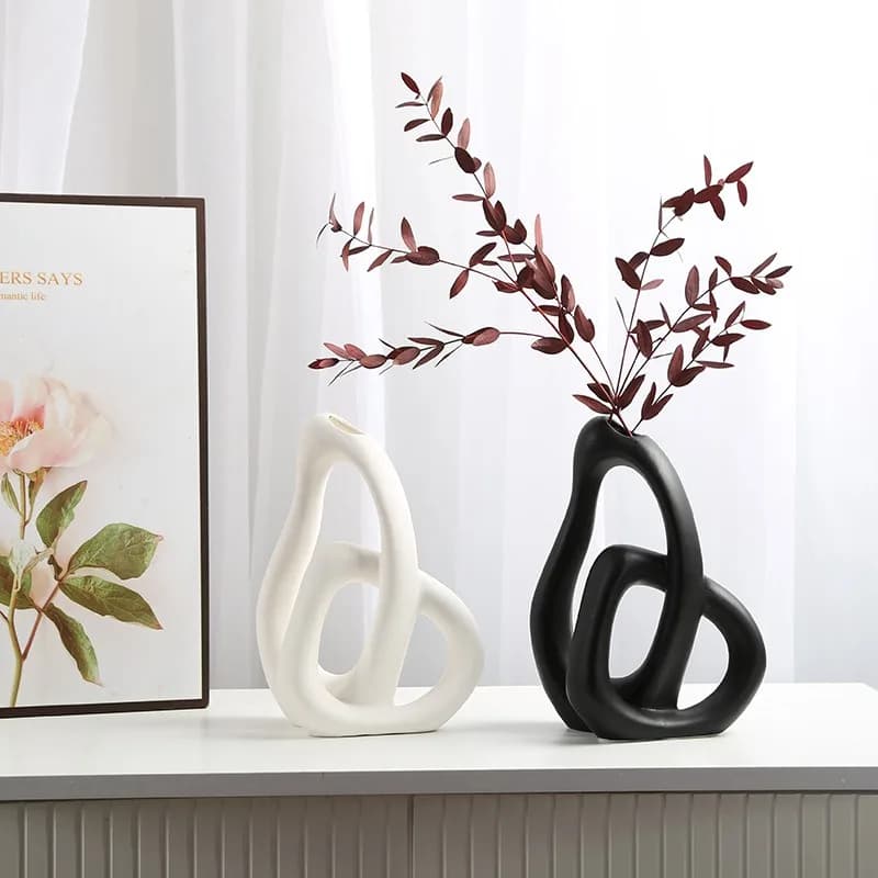 Nordic Home Decor Home Ceramic Vase Ornaments Living Room Homestay Crafts Simple Decoration Maison Floreros Altos Jarrones