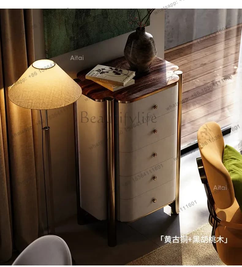 PG Italian Light Luxury Chest Of Drawers, Villa Luxury House With Living Room Series, Modern Luxury Stone Lockers