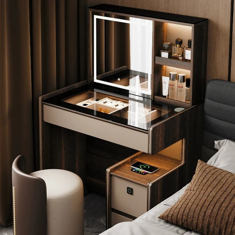 Nordic Sturdy Vanity Desk Organizers Nightstand Wooden Luxury Dressing Table Bedroom Makeup Compact Schminktisch Home Furniture