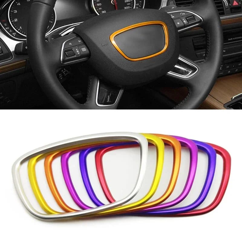 1pc for Audi A4 B6 B7 B8 A6 C6 A5 Q7 Q5 A3 A4L A8L A6L Car Steering Wheel Center Logo Frame Decor Covers Car Interior Stickers