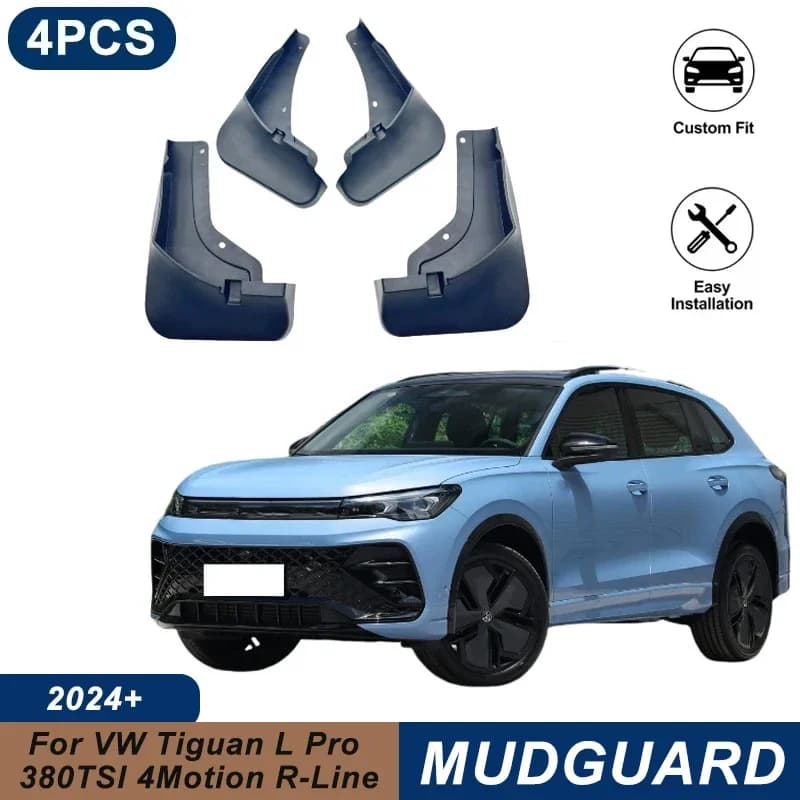 4PCS Car Mud Flaps For VW Tiguan L Pro 4Motion R-Line 2024+ Waterproof Anti-Splash Fender Mudguards Auto Exterior Accessories