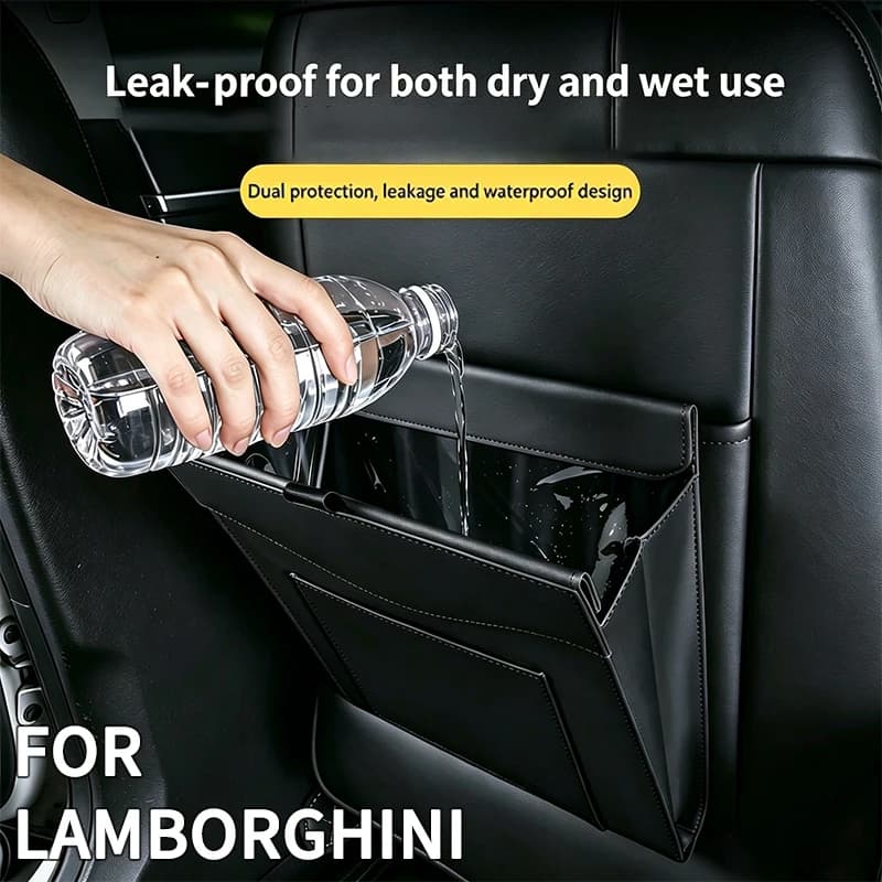 For Lamborghini Revuelto Temerario Huracán Gallardo Urus Car Seat Back Clip‑on Lightweight Easy‑install Trash Organizer Bag