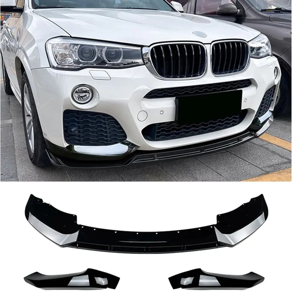 FOR 2014-2017 BMW X3 F25 X4 F26 LCI M Sport Carbon Black Car Front Bumper Lip Splitter Diffuser Body Kit Spoiler Trim