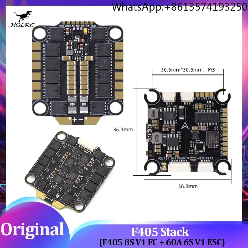 HGLRC F405 Stack F405 8S V1 30.5*30.5mm ICM42688P Flight Controller 60A 6S V1 ESC Support DShot600/300/150 for FPV Drone Parts
