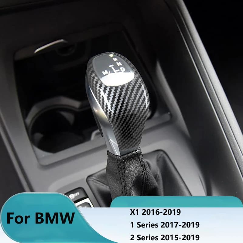 Carbon Fiber ABS Sticker Car Gear Shift Knob Lever Cover Protector Interior Trim For BMW 1 Series 2 Series X1 Car Accessories