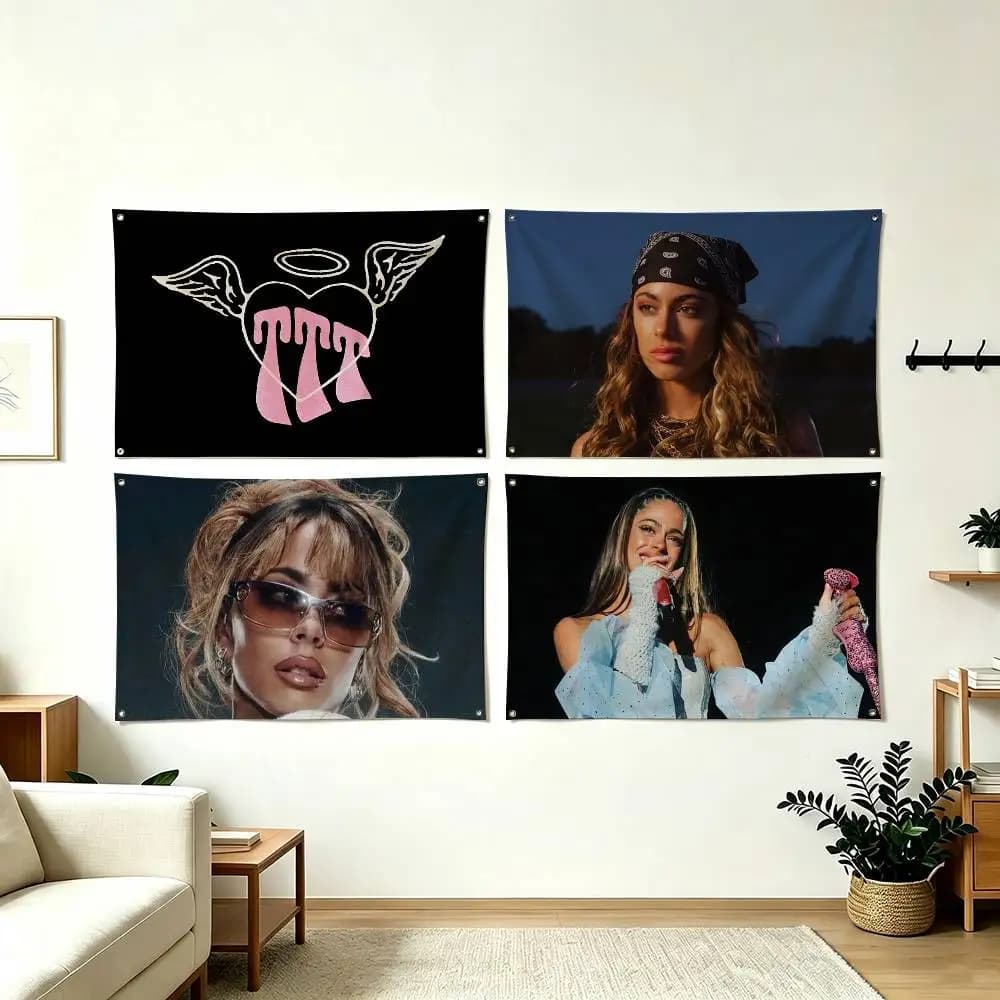 T-Tini Stoessel Latin Pop Flags Wall Hanging Tapestry Outdoor Garage Room Decorative flag Background Blanket