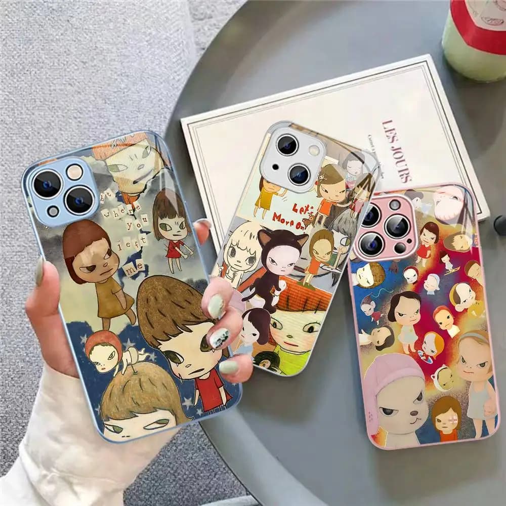 Yoshitomo Nara Dream Doll Anime Tempered Glass For Iphone 14 13 12 11 Pro Mini XS MAX 14Plus X XS XR Cover