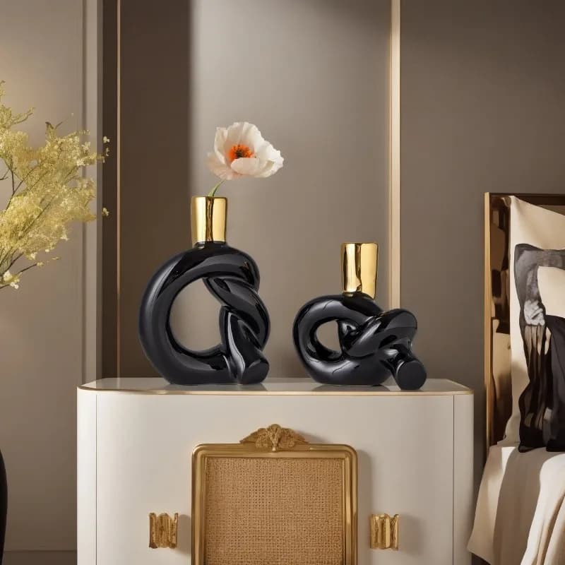 Ceramic Knot Vase Candle Stand Candlestick Scented Candle Stand Winding Rope Knots  Hollow Candlestick Home Wedding Decoration