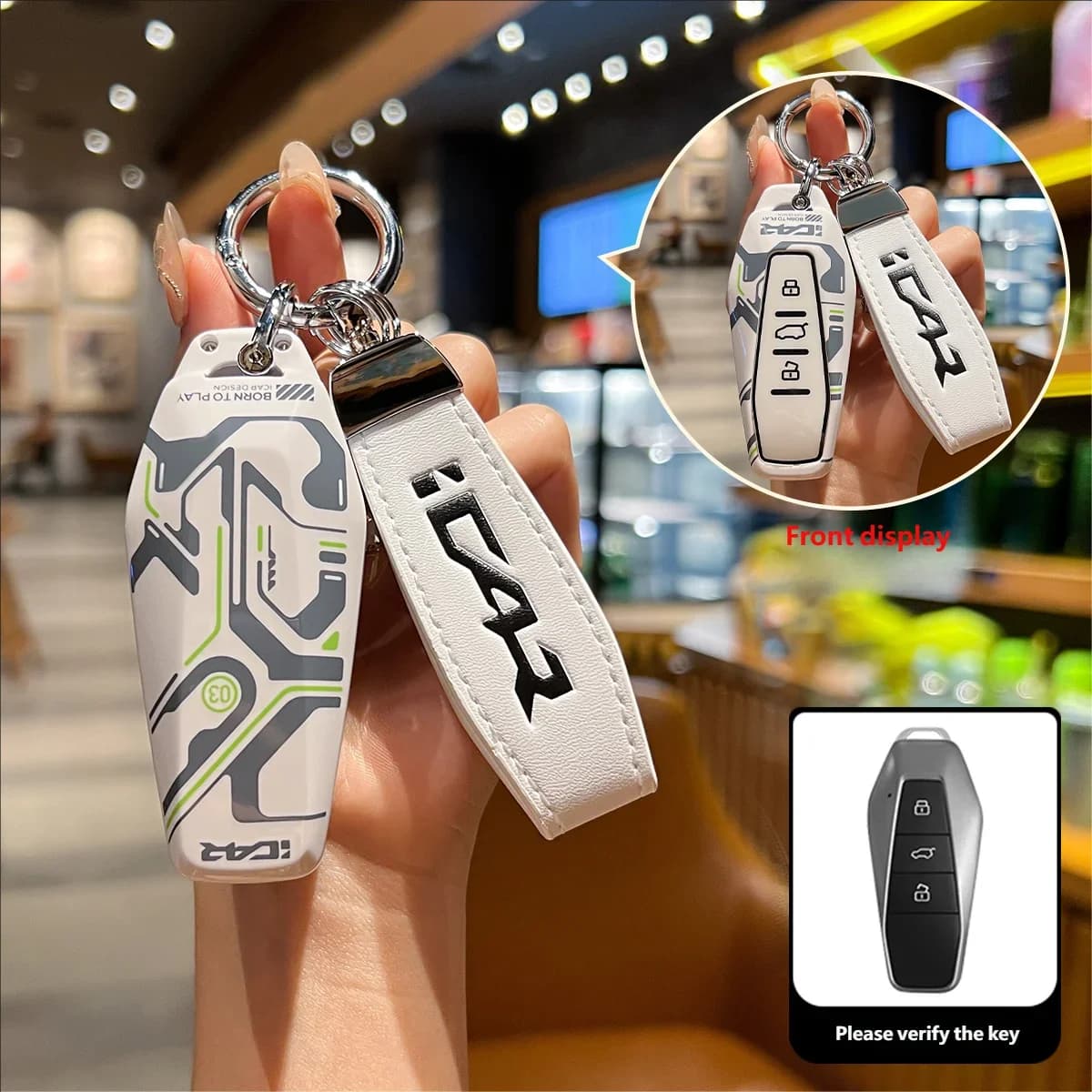Car Key Fob Case Remote Cover Shell Keychain Key Ring Holder Accessories For Chery ICar 03 ICAR03 AIQAR EQ7 EQ5 EQ3