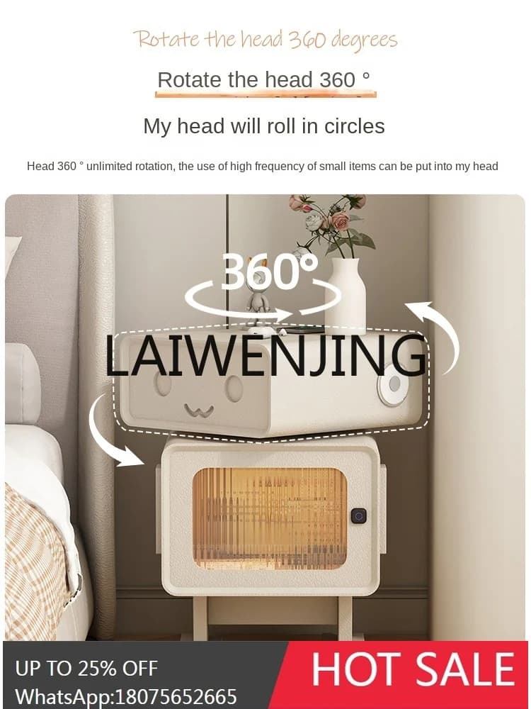 Cream Style 40cm Bedside Table Wireless Bedroom Bedside Robot Narrow Cabinet
