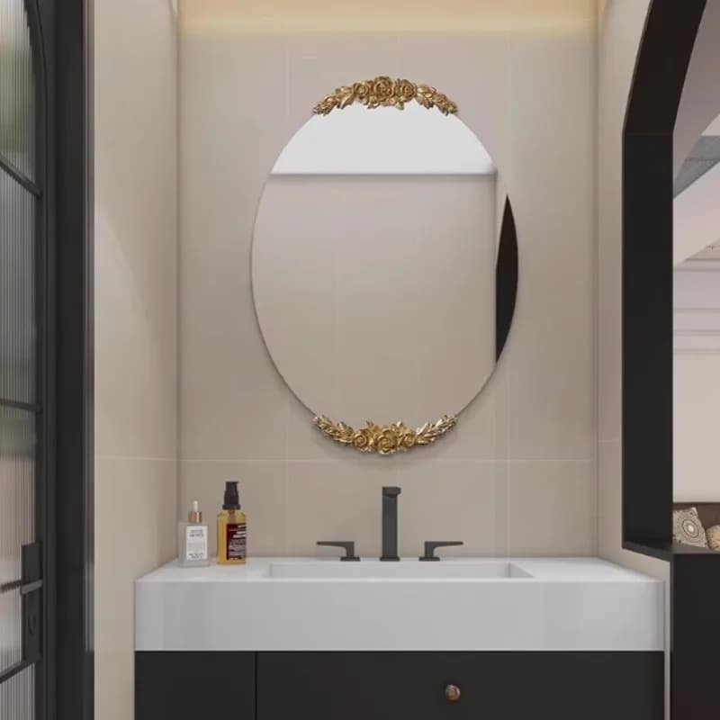 +--Oval Dressing Table Mirror Accessories Long Funky Makeup Bedroom Modern Aesthetic Mirror Space Saving Spiegels Home Furniture