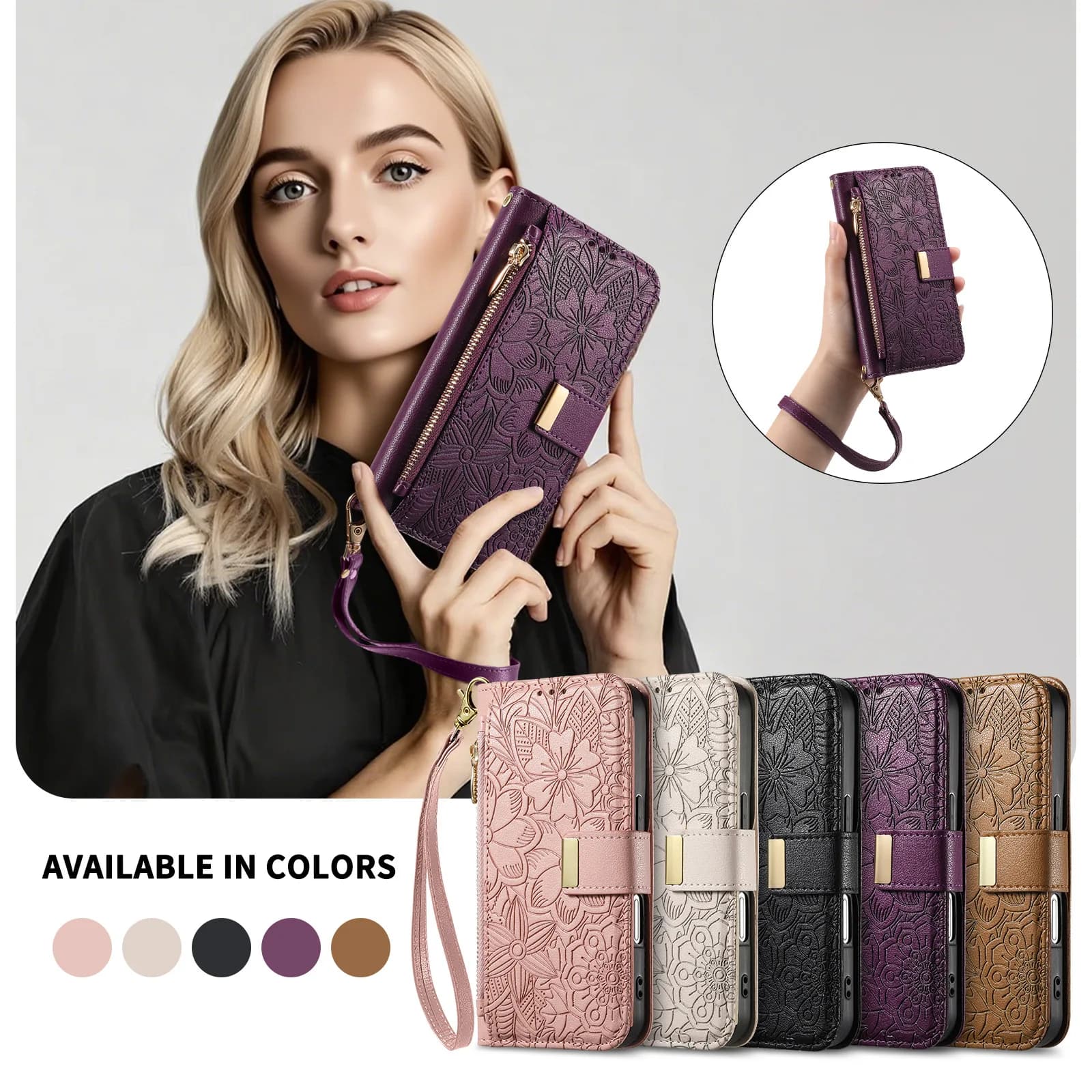 PU Leather Wallet Phone Case With Short Wrist Strap Crossbody Lanyard Card Slots Kickstand Flip Cover For IPhone Series