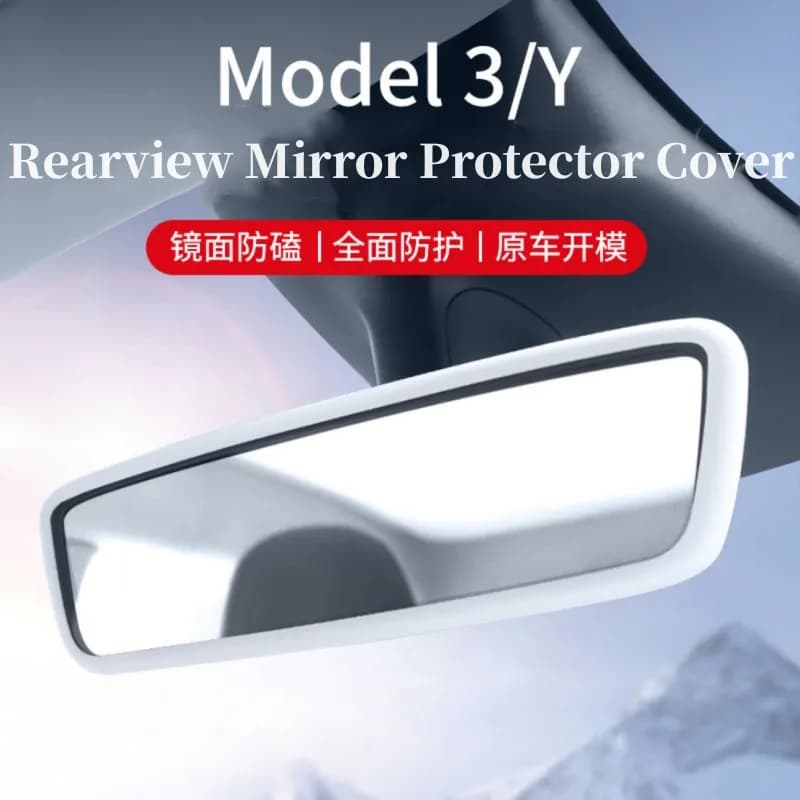 For Tesla Model 3 Y 2023 Interior Accessories Rearview Mirror Protector Trim Silicone Decor Frame White Pink Protection Strip