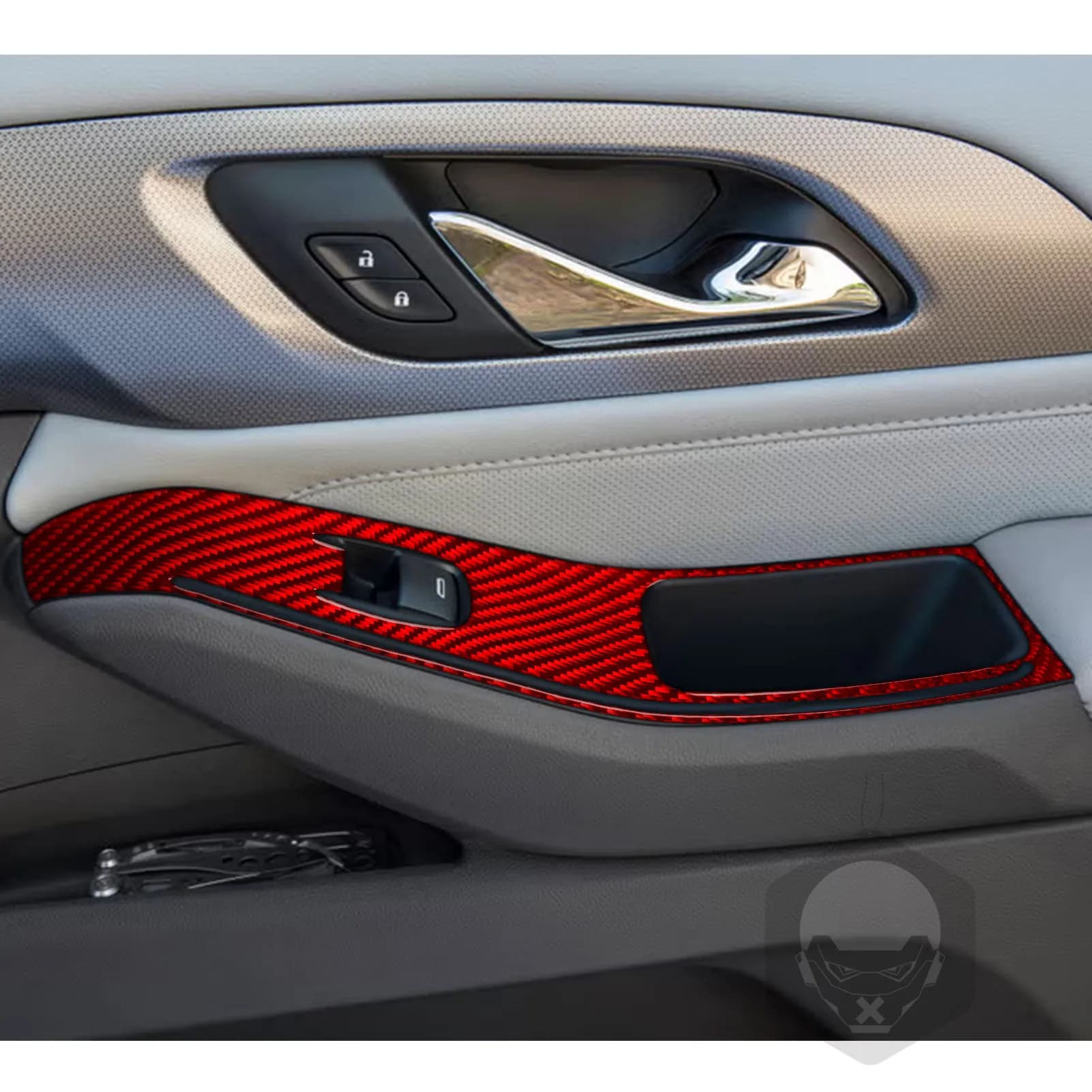 For Chevrolet Traverse RS LT 2018–2023 Car Front Door Lift Panel Trim Red Real Soft Carbon Fiber Interior Accessories Stickers