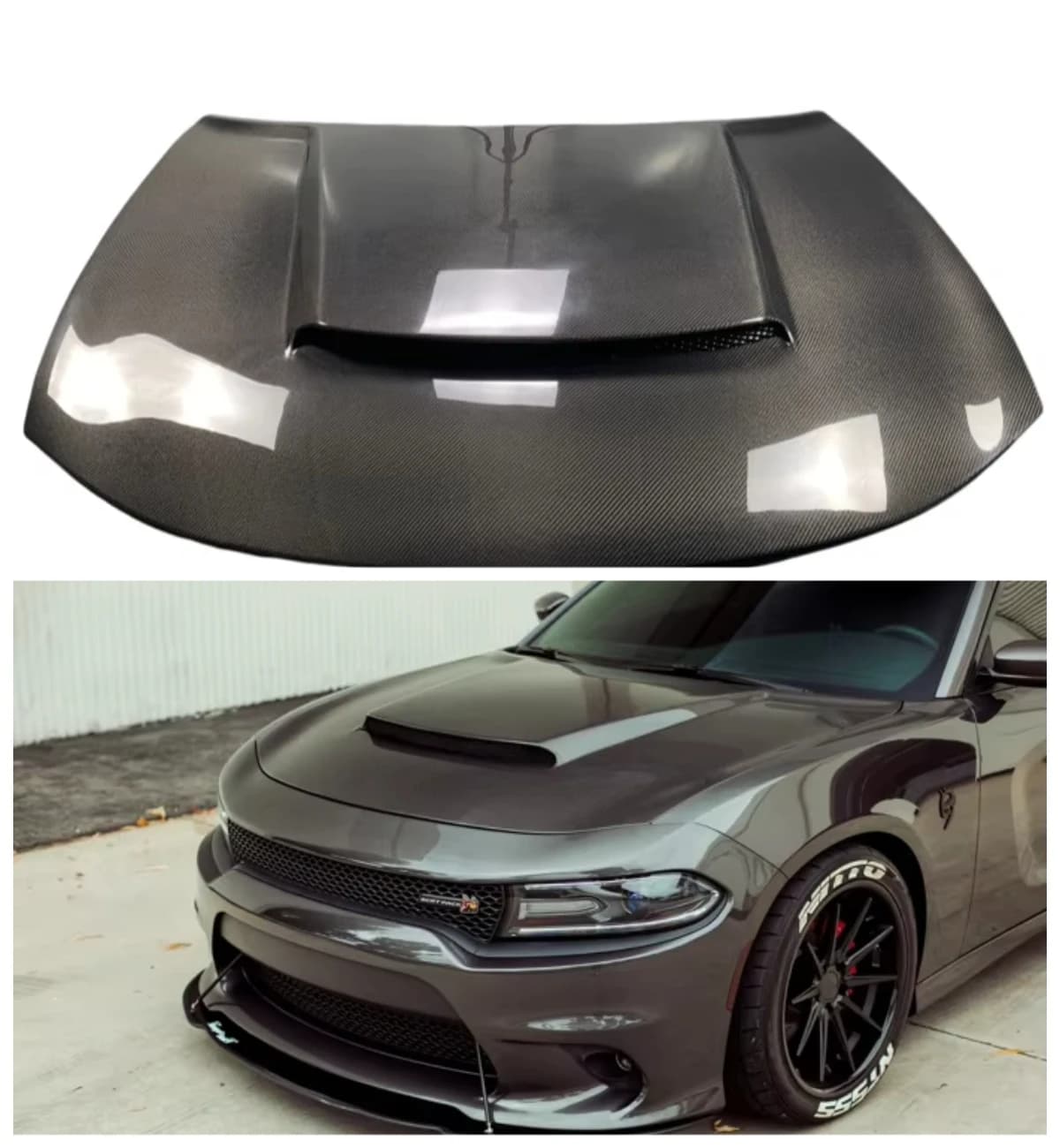 High Quality Carbon Fiber Front Engine Hood Bonnet for Dodge Charger