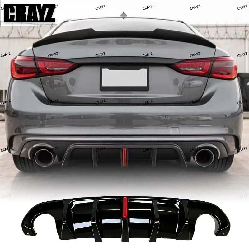 For Infiniti Q50 2014-2017 2018-2022 Car Rear Bumper Diffuser Spoiler Rear Lip Protecition Cover Body Kit Modification Exterior