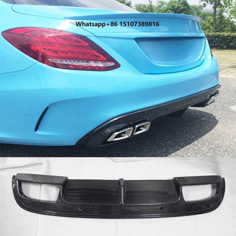 Carbon Fiber Rear Bumper Lip Diffuser Splitters for C Class W205 C63 Sport 2015 - 2018