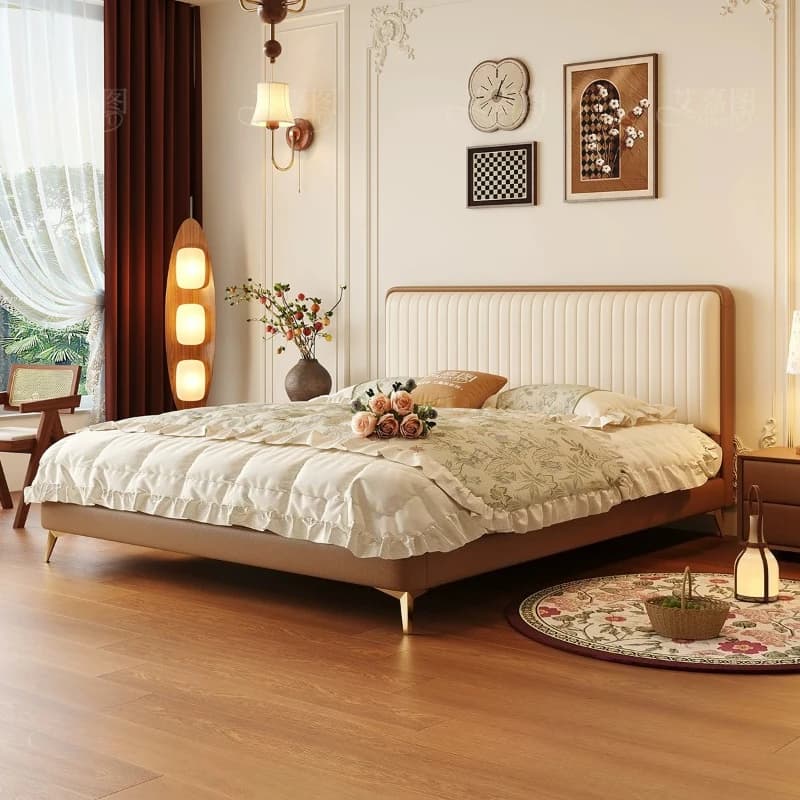 Vintage Under Storage Bed Leg Support 1.8m Wooden Double Bed Headboard Luxury Cama De Lujo Para Dormitorio Home Accessories