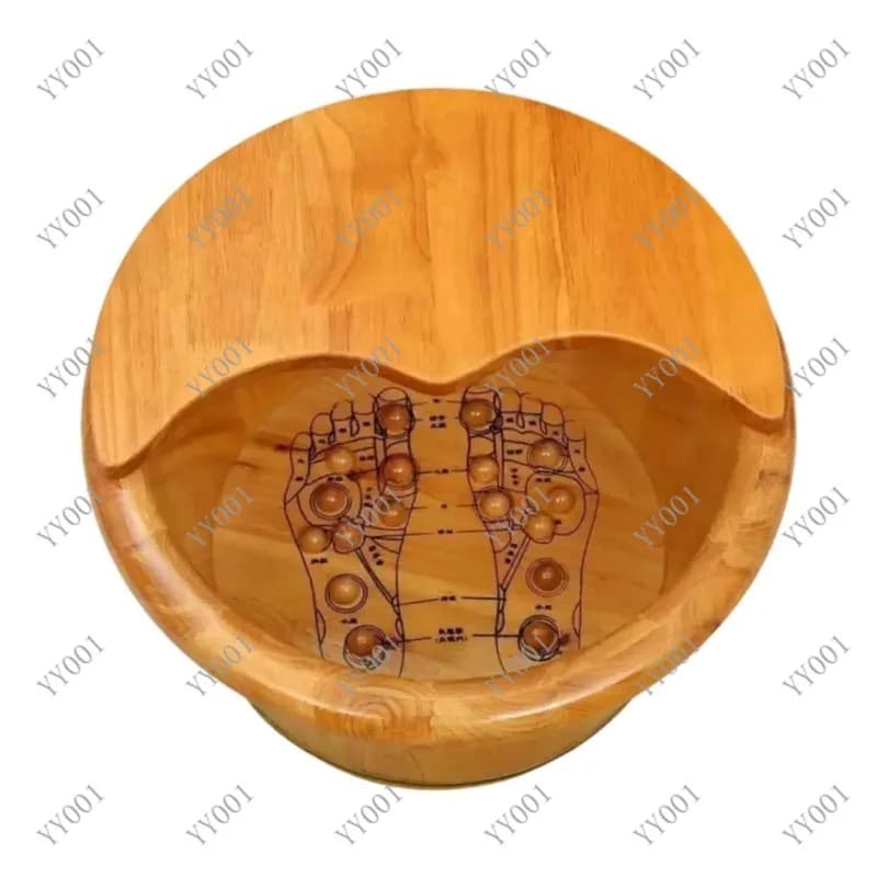 Natural Wood Foot Soak Tub with Massage Points, Portable Foot Basin for Bathroom Relaxation